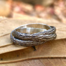 Hand-carved sterling silver branch ring, personality twig ring for man, unique and alternative carved ring, tree branch ring for women