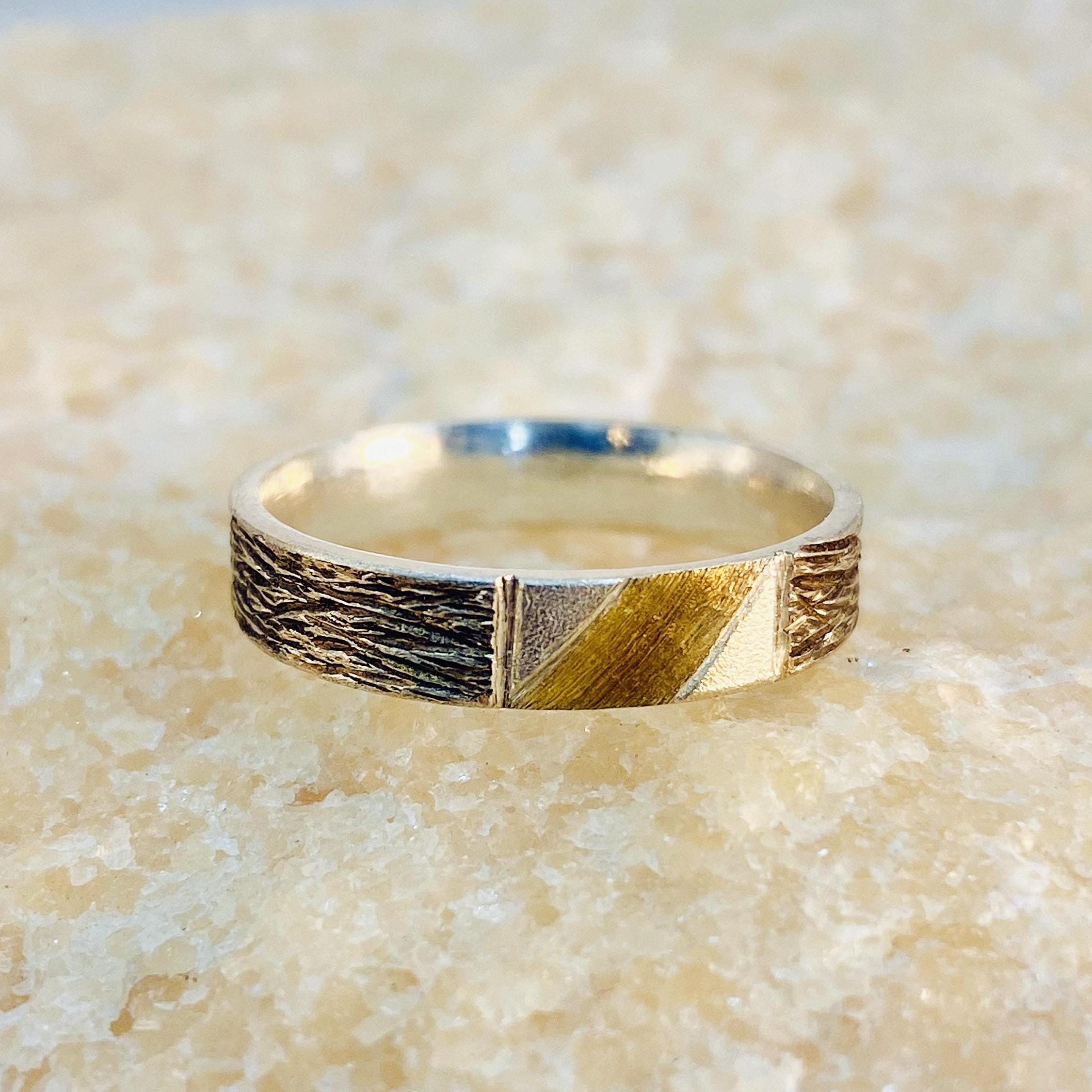 Original design sterling silver hand engraved branch ring, geometric gold plated twig ring, statement engagement ring, branch band for women