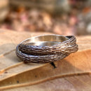 Hand-carved sterling silver branch ring, personality twig ring for man, unique and alternative carved ring, tree branch ring for women