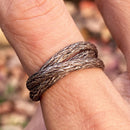 Hand-carved sterling silver branch ring, personality twig ring for man, unique and alternative carved ring, tree branch ring for women