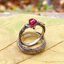 Nature-Inspired Stackable twig Wedding Rings, Hand-Engraved Sterling Silver Maple Leaf Branch Ring, Rustic ruby Ring with Forest,Couple ring