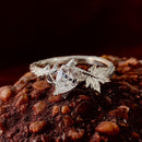 Natural tree branch and Leaf moissanite ring, 925 sterling silver twig band, snow white ring, mother's Day Gift, nature inspired ring