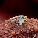 Custom opal branch sterling silver ring, maple branch ring, twig and leaf ring, engagement ring, october birthstone ring, unique gift
