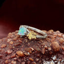 Custom opal branch sterling silver ring, maple branch ring, twig and leaf ring, engagement ring, october birthstone ring, unique gift