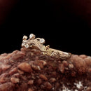 Custom Sterling Silver/14K Gold Tree Branch and Maple Leaf Ring, Natural Engagement Ring, Stackable Ring for Women, Unique Bridal Vine Ring