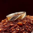 Perfect tree geometric design silver ring, original hand-carved bark pattern ring, band for men and women, vintage art ring