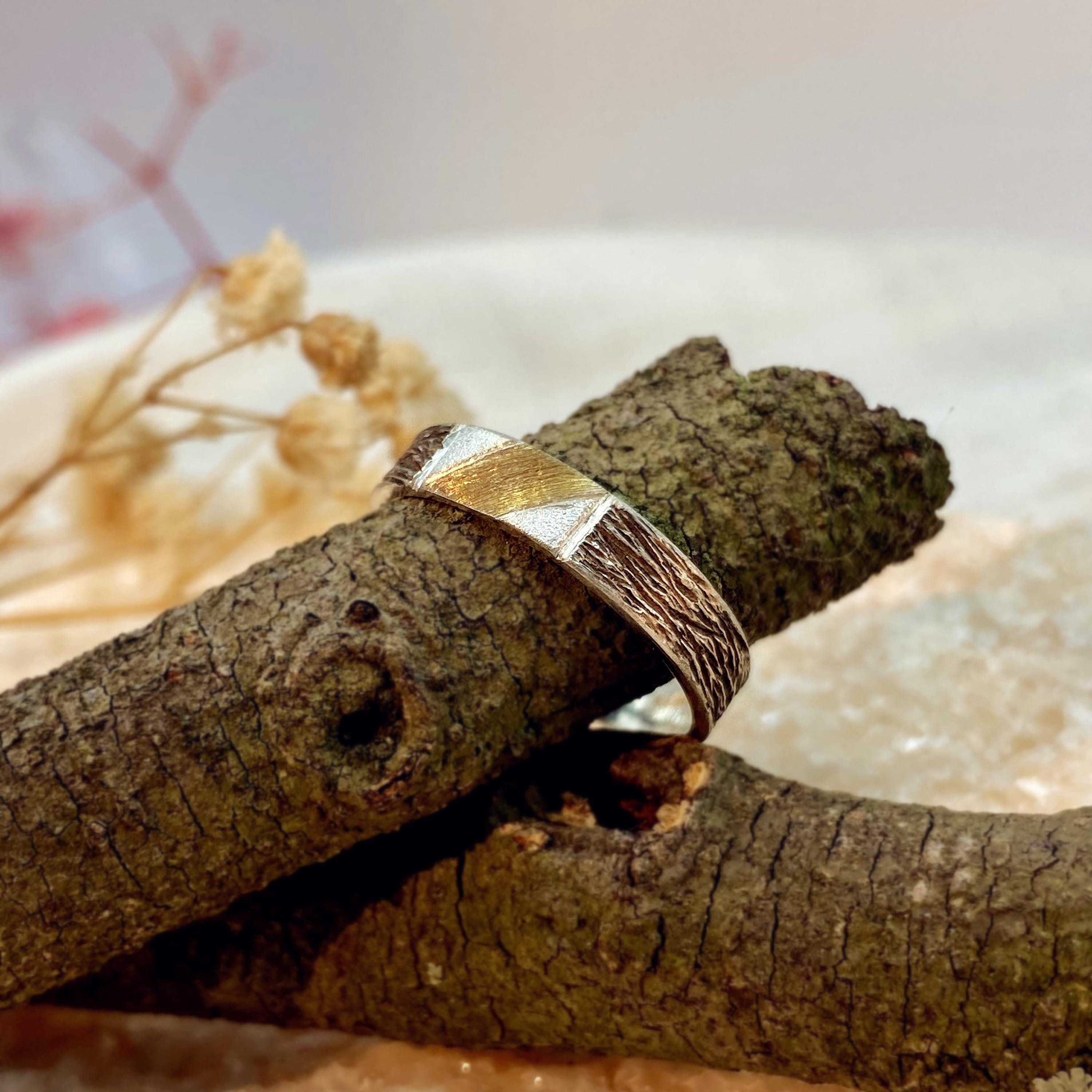 Original design sterling silver hand engraved branch ring, geometric gold plated twig ring, statement engagement ring, branch band for women