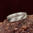 925 sterling silver hand-carved original design geometric ring, creative ring suitable for men/women, bark texture with geometric style ring