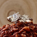 Natural tree branch and Leaf moissanite ring, 925 sterling silver twig band, snow white ring, mother's Day Gift, nature inspired ring