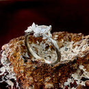 Natural tree branch and Leaf moissanite ring, 925 sterling silver twig band, snow white ring, mother's Day Gift, nature inspired ring