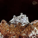 Pear cut moissanite twig rings set, branch and leaf stacking rings, maple leaf silver ring, forest ring, natural ring, twig wedding ring