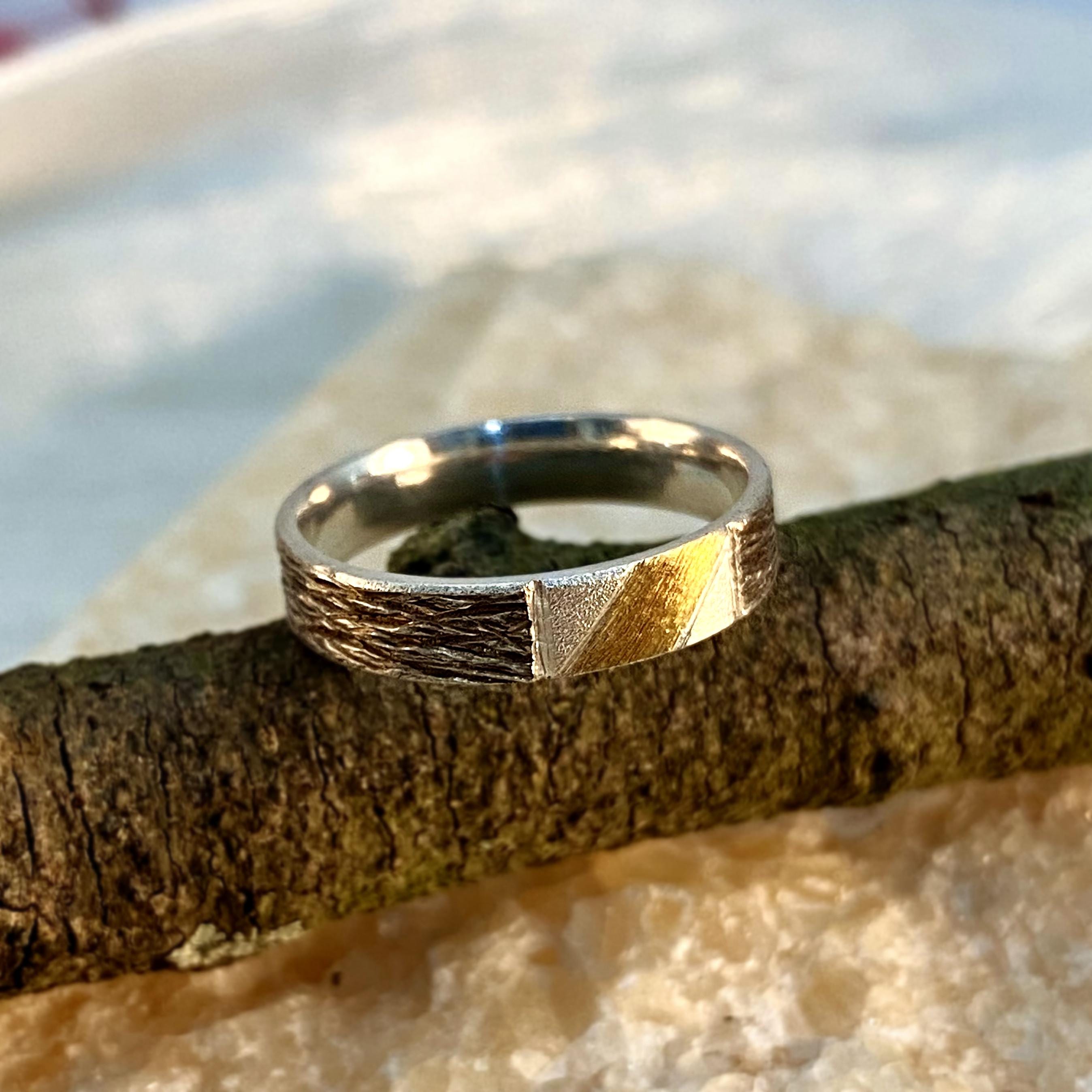 Original design sterling silver hand engraved branch ring, geometric gold plated twig ring, statement engagement ring, branch band for women