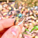 Natural moss agate branch silver ring, nuture inspired forest ring, twig and maple leaf ring, twig ring with stone, pormise ring for her
