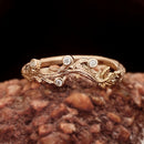 Custom Sterling Silver/14K Gold Tree Branch and Maple Leaf Ring, Natural Engagement Ring, Stackable Ring for Women, Unique Bridal Vine Ring