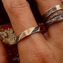 Perfect tree geometric design silver ring, original hand-carved bark pattern ring, band for men and women, vintage art ring