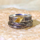 Sterling silver statement stacking rings, hand carved bark rings, woodland rings, optional decompression ring, promise rings