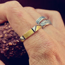 Unique geometric tree pattern silver ring, original design ring, hand-carved bnad, personality ring suitable for men and women, ring for him