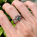 Solid 14K white gold tree branch wedding ring, hand-carved 14K rose gold ring,women's stacking ring, unique vintage twig ring, bridal band