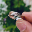 Original design hand carved bark silver ring, geometric band for men and women, unique ring with rose gold plated, engagement band