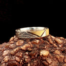 Unique geometric tree pattern silver ring, original design ring, hand-carved bnad, personality ring suitable for men and women, ring for him
