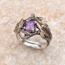 0.8 carat Alexandrite sterling silver branch stacking ring, twig wedding ring, Alexandrite silver ring set, ring for mom, Mother's Day gift