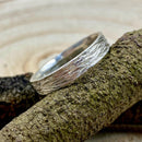 Hand-carved S999 silver ring with geometric pattern and tree pattern, unique branch ring, personalized engagement ring, twig ring for women