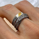 Sterling silver statement stacking rings, hand carved bark rings, woodland rings, optional decompression ring, promise rings