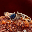 Maple Leaf Stacked Blue Sandstone Silver Twig Ring, Hand-carved Leaf Ring, Personalized Wedding Ring, Engagement Ring, Promise Ring for her