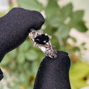 Black Onyx branch silver ring, mourning ring, suitable for funeral rings, hand-carved twig ring, low-key and elegant memorial ring
