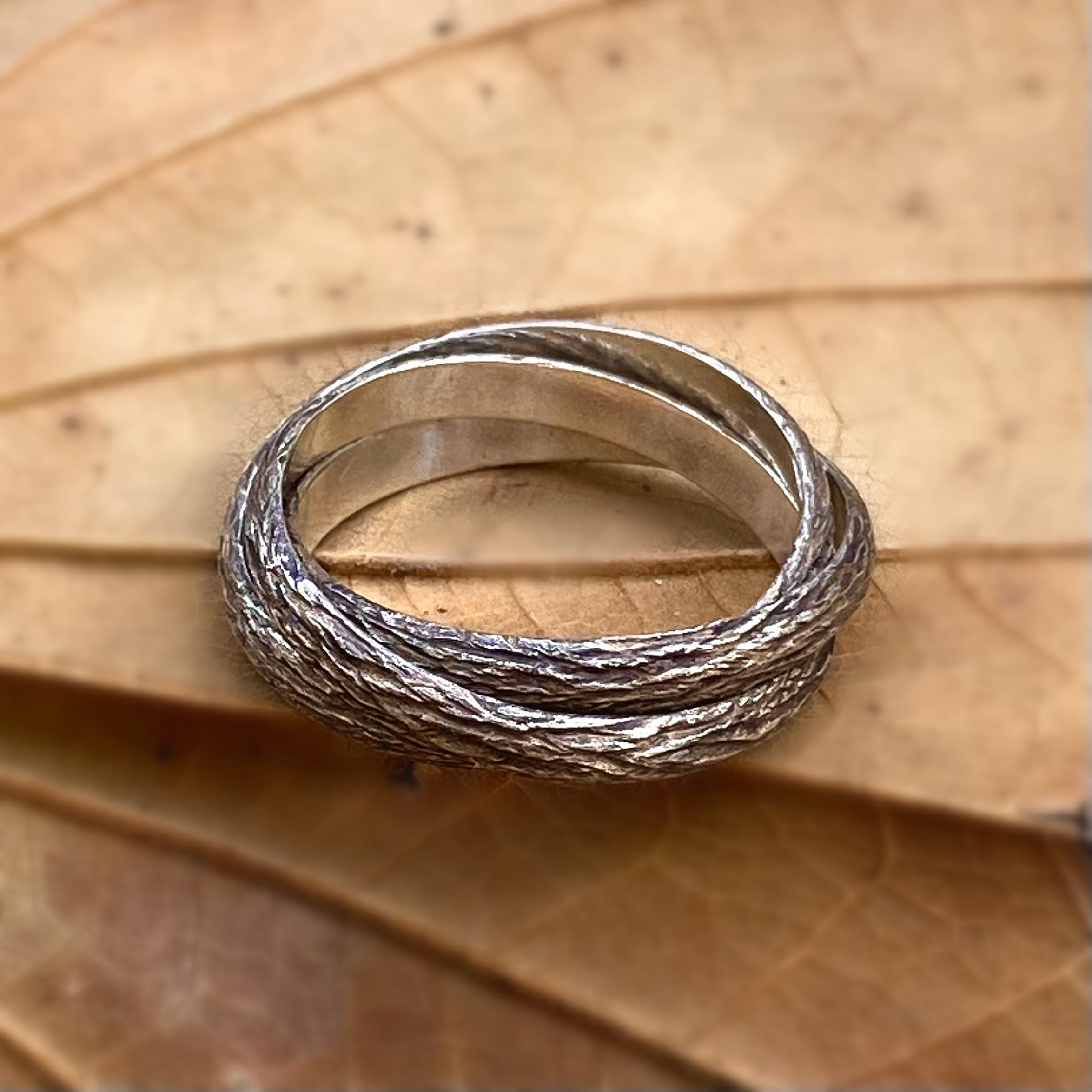 Hand-carved sterling silver branch ring, personality twig ring for man, unique and alternative carved ring, tree branch ring for women