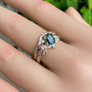 Natural moss agate sterling silver branch stacking ring, women's twig wedding ring set, unique tree branch ring with stone, promise ring