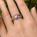 Unique handmade sterling silver branch ring, natural amethyst wedding ring, branch February birthstone ring, stacking ring, anniversary gift