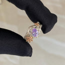 Unique handmade sterling silver branch ring, natural amethyst wedding ring, branch February birthstone ring, stacking ring, anniversary gift