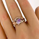 Unique handmade sterling silver branch ring, natural amethyst wedding ring, branch February birthstone ring, stacking ring, anniversary gift