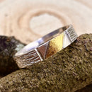 Hand-carved S999 silver ring with geometric pattern and tree pattern, unique branch ring, personalized engagement ring, twig ring for women