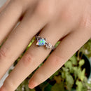 Natural opal stone sterling silver branch wedding ring, women's maple leaf ring, personalized vintage S925 silver ring, gift for her