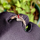 S925 sterling silver garnet ring, vintage tree branch and maple leaf ring, twig ring with garnet, hand carved bark ring, statement ring