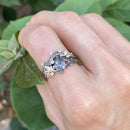 Natural black rutilated quartz branch rings set, unique twig and leaf ring, black rutilated quartz silver ring, stackable promise ring