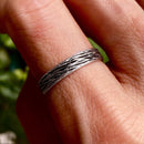 Vintage simple bark carving ring, S999 silver engagement ring, personalized bark ring, original hand-carved, wedding ring for men and women.