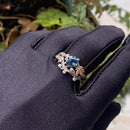 Topaz branch silver ring, twig and leaf engagement ring, maple leaf stacking ring, London blue topaz ring, tree and leaf ring, fiancee gift