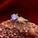 Natural amethyst branch wedding ring, S925 sterling silver maple leaf ring, hand-carved bark ring, birthstone ring, twig silver ring