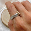 S925 sterling silver three-ring unique tree pattern ring, hand-carved bark ring, rolling and rotating decompression ring, ring for him/her