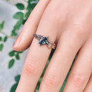 Custom natural moss agate twig ring, branch engagement band, hand-carved tree pattern, ring with stone, maple leaf silver jewely