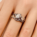 Unique moissanite branch silver ring, vintage engagement ring, personalized wedding branch ring, stacking ring, maple leaf ring