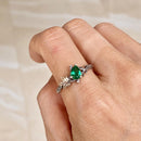 Sterling silver personalized branch ring, natural emerald maple leaf band, vintage unique women's twig ring, hand-carved tree pattern ring