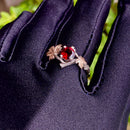 S925 sterling silver garnet ring, vintage tree branch and maple leaf ring, twig ring with garnet, hand carved bark ring, statement ring