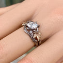 Unique moissanite branch silver ring, vintage engagement ring, personalized wedding branch ring, stacking ring, maple leaf ring