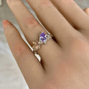 Natural amethyst sterling silver engagement branch ring, maple branch ring, personalized wedding band, February birthstone ring,promise ring