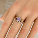 Unique handmade sterling silver branch ring, natural amethyst wedding ring, branch February birthstone ring, stacking ring, anniversary gift