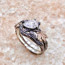 Unique moissanite branch silver ring, vintage engagement ring, personalized wedding branch ring, stacking ring, maple leaf ring